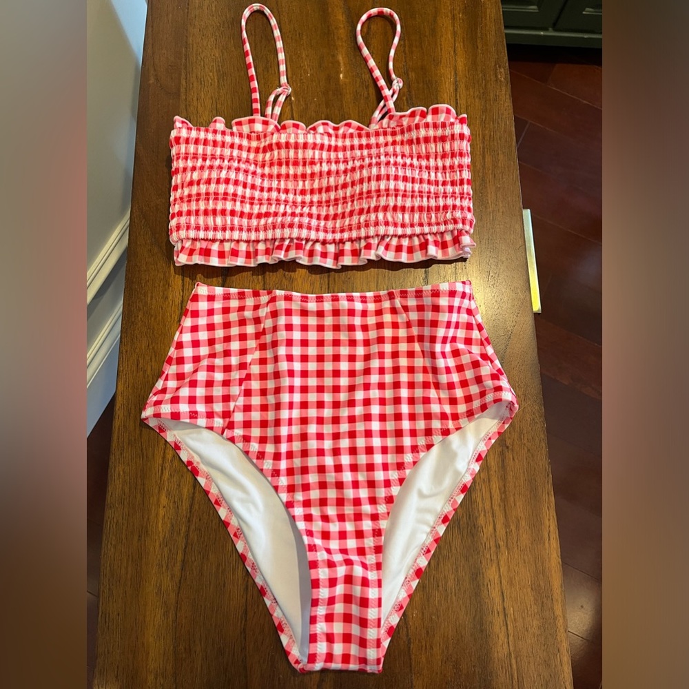 Cupshe red and white checkered bikini, XS, NWT